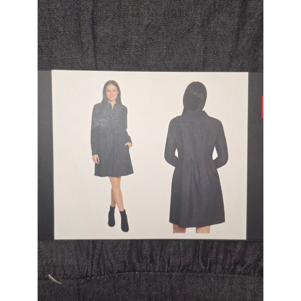 Nine West Dress Midi Womens Size XS Long Sleeve Denim look Button Up Collared